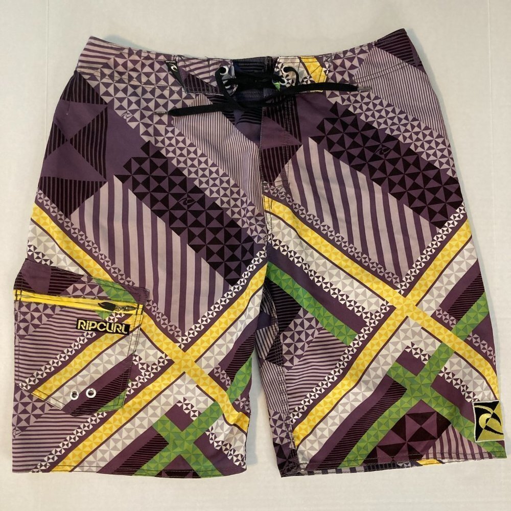 Rip Curl Multicolored Geometric Design Board Shorts Size 34
